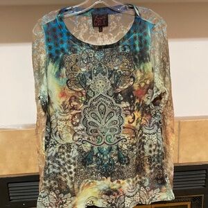 🟡 French Blue Women’s Boho Blouse (size L)